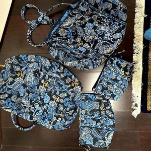 Blue paisley plaid Vera Bradley travel set 4 piece set